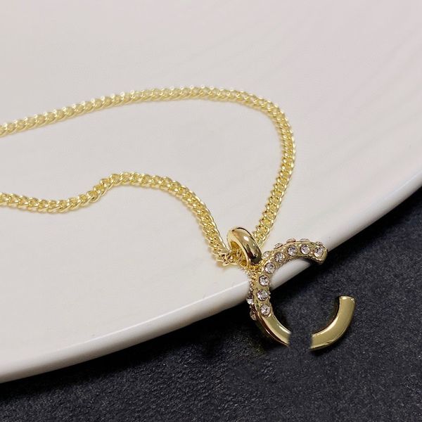 

designer gold silvery c-letter pendant necklaces chain crysatal choker brand ccity necklaces for women wedding party jewelry couple gifts 37, Silver