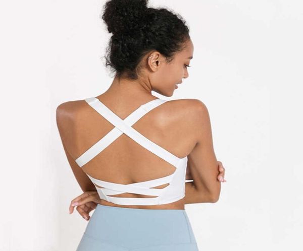 

cross back sports underwear women039s tank gym clothes shockproof vest type running fitness yoga underwear bra4104923, White