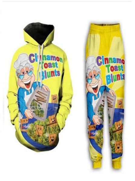 

new menwomens cinnamon toast blunts funny 3d print casual fashion hoodiessweatpants hip hop tracksuits89471763005581, Gray