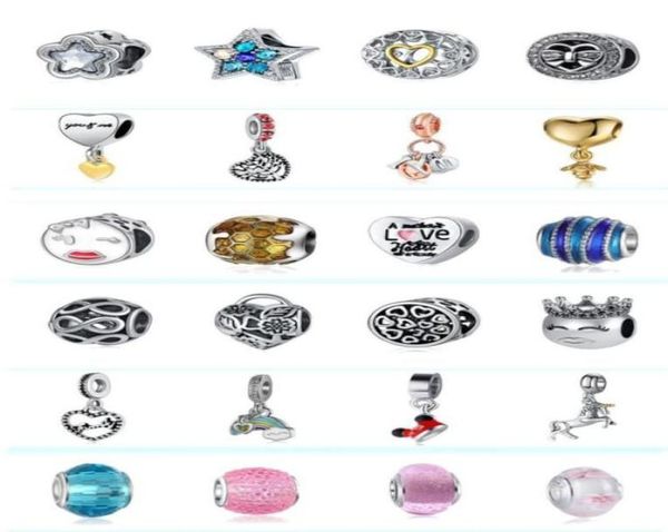 

wholesale 30pcs mixed theme 925 sterling silver murano glass enamel pendant gold charm beads fit charms bracelet diy jewelry making9420359, Black