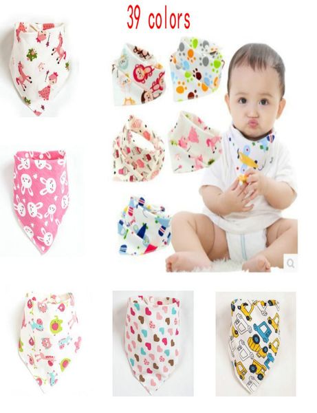

39 colors baby cotton bibs infant soft burp cloths lunch bib towel triangle scarf double button newborn scarfs5416545