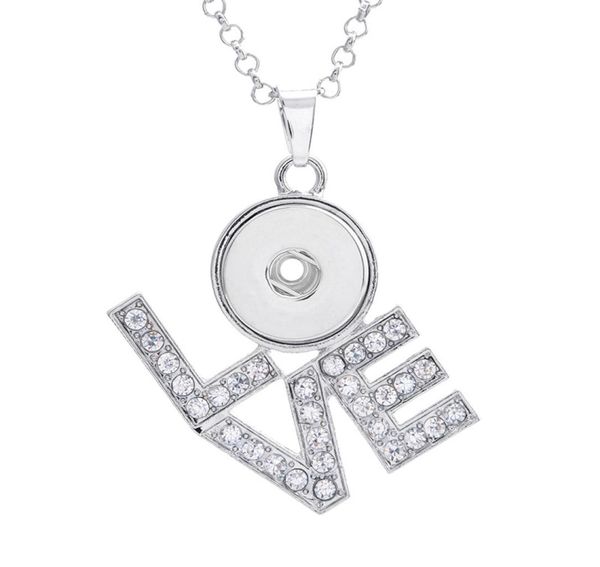 

noosa 18mm chunks snap button pendant crystal rhinestone love heart ginger snap charm for necklace interchangeable jewerly making9466458, Silver