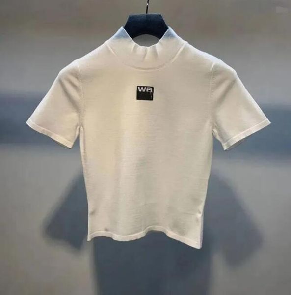 

women's designer t shirts slim-fit knited tshirts for women summer print letter pullover short sleeve t-shirt female crop graphic tees, White