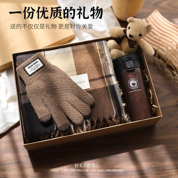 

original wool b urbbry scarf gifts boys to give boyfriends husbands practical surprises romantic checkered scarf gift box set, Blue;gray