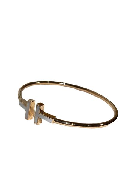 

high version v gold double t bracelet 18k rose half diamond shell elastic hollow tube inlaid white fritillaria open xfhr, Black