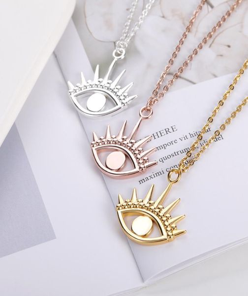 

2021 fashion silver gold punk evil eyes pendant necklaces for women female boho vintage jewelry gift8552375