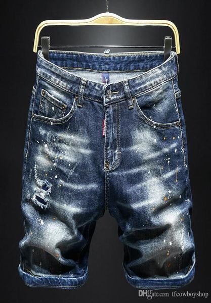 

mens designer summer shorts pants 2020 luxury jeans de designer pour hommes knee length ripped rock revival slim fit biker square 3820472, Blue