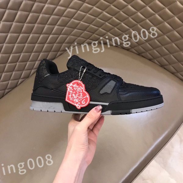 

luxury designer whoelsale leather technical sneaker shoes fabric chunky rubber casual walking discount trainer size 39-45 rd0803, Black
