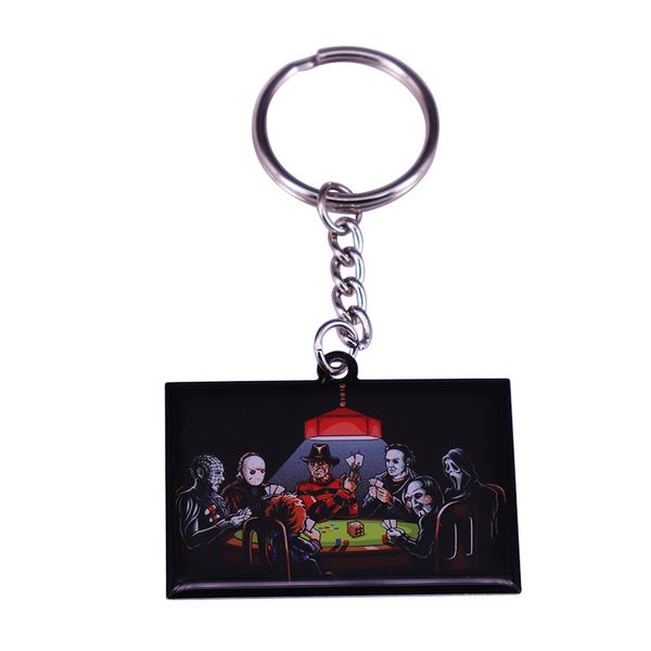 

anime halloween horror character drip oil metal ball bell keychain key ring accesssory, Blue