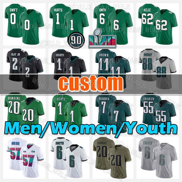 

98 jalen carter hurts 3 nolan smith jr football jersey darius slay marcus mariota eagles rashaad penny davis lane johnson dean fletcher cox, Black;red