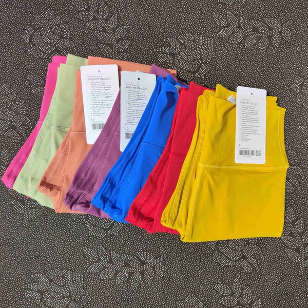 

luluwomen's pants yoga gym high waist leggings outdoor jogging fitness sport 25" tights elastic soft workout trousers sportswear, Black