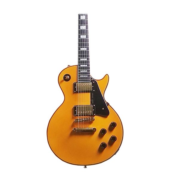 

lp yellow custom electric guitar, classic randy rhoads signature, yellow diamond logo inlay, wood