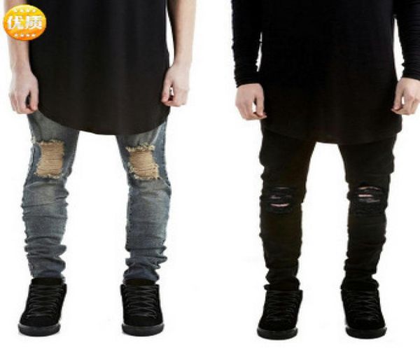 

2018 new ripped jeans feet stretch denim jeans men skinny jeans with hole syle8044566, Blue