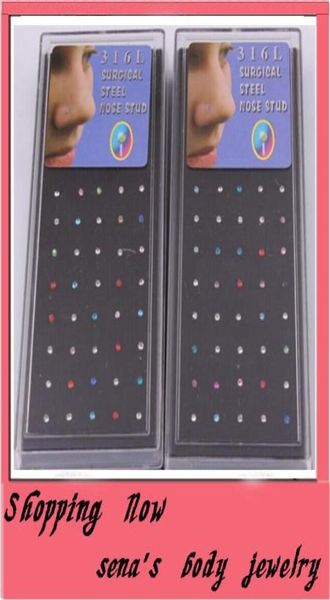 

whole mixed nose studs body jewelry piercing nose rings 3 b0x 120pcs6879351, Silver