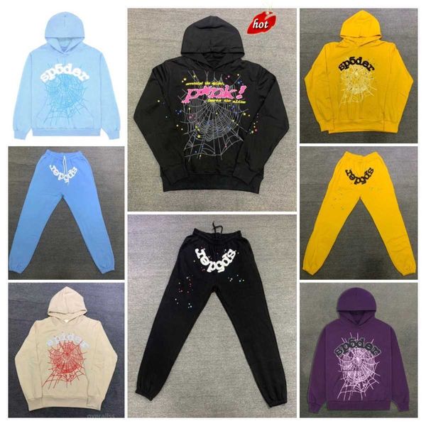

designer sp5der hoodie pants pink spider 555 hoodies man womens tracksuit outdoors sweatpants spiders green young thug printing web sweatshi, Black