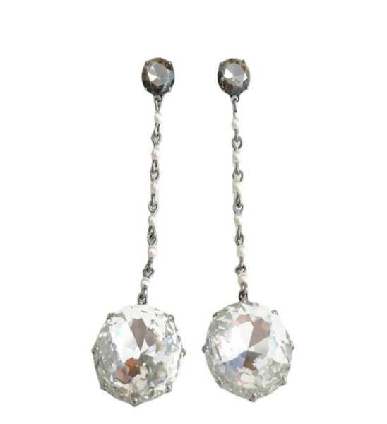 

big crystal ear stud bright diamonds with little pearls earrings70204271128417, Golden;silver