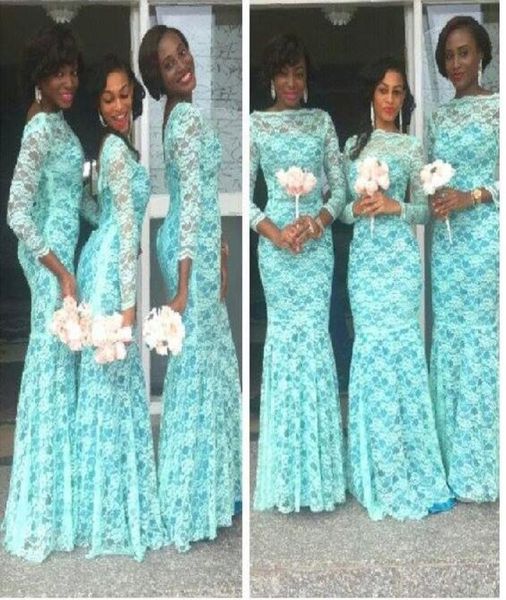 

2019 mnit green african bridesmaid dresses with long sleeves dubai dresses plus size lace bateau nigerian evening gowns women form6133248, White;pink