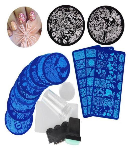 

13pcs lace rose flower forest image nail plates 2 stamper scraper set nail art stamping plate art tools5968148, White