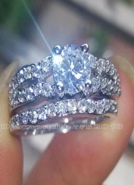 

luxury size 678910 jewelry 10kt white gold filled simulated diamond white z wedding women ring set mother033065328048111, Silver