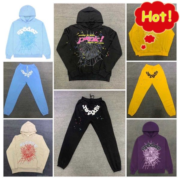 

designer sp5der hoodie pants pink spider 555 hoodies man womens tracksuit outdoors sweatpants spiders green young thug printing web sweatshi, Black