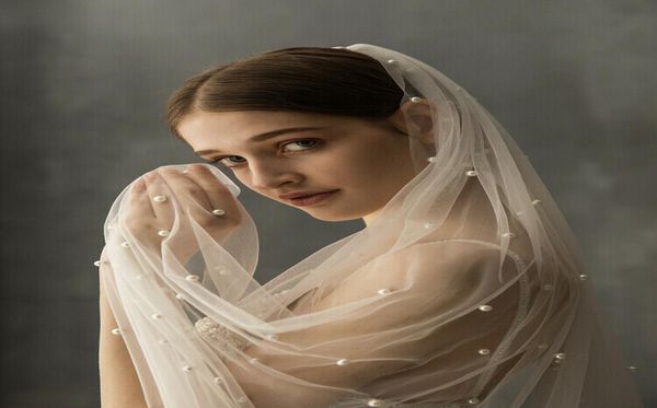 

1t pearls wedding veil ivory bridal veil with pearl white birdal veils with comb custom made chapel length 2 metre length bridal v6248579, Black