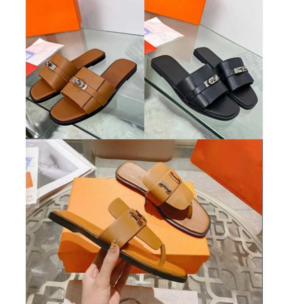 

classic fashion women's leather sandals rubber soles brown black flip-flops flat summer slippers multi color party sizes 35-42