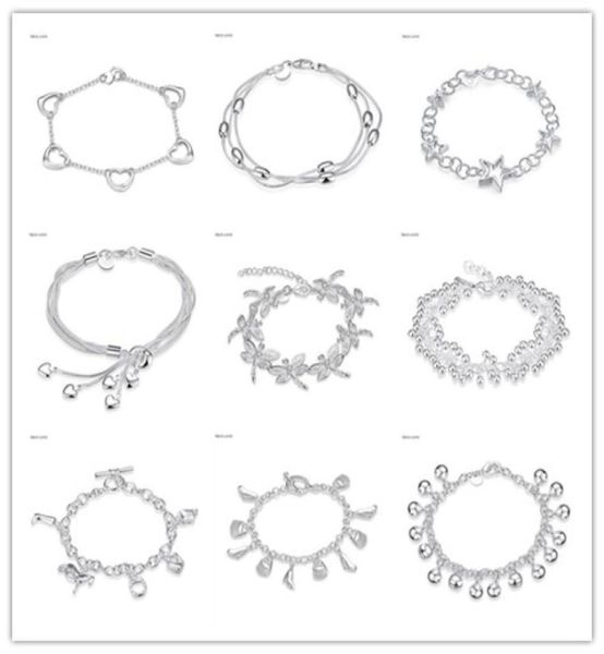 

mixed style charm bracelet 925 sterling silver plated with zircon fashion jewelry for women christmas gift 70603014830214, Golden;silver