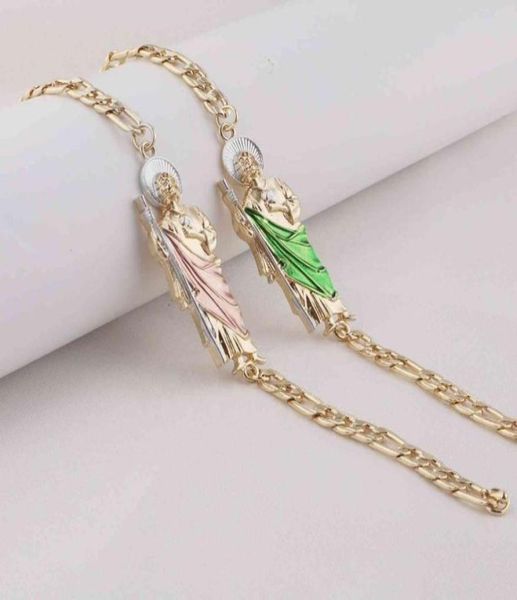 

14k oro laminado san judas tadeo bracelet men women punk unique bracelet religious platinum bracelet religious jewelry50787553317429, Golden;silver