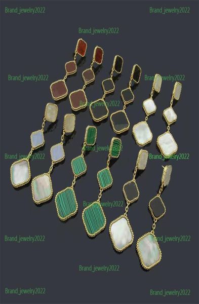 

2022 new fashion brand dangle earrings natural mother oyster turquoise three flower four leaf clover earring classic luxury design9067492, Silver