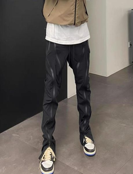 

black lightweight multizip nylon track pants streetwear2597871