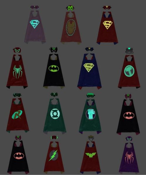 

15 style luminous cartoon theme costumes cosplay cloak mask for kids glowinthedark masquerade child super hero toys part3051418, Black;red