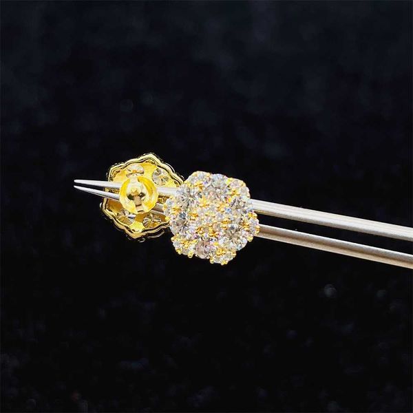 

fashion vvs round cut moissanite screw back earrings stud 925 sterling silver earrings, Golden