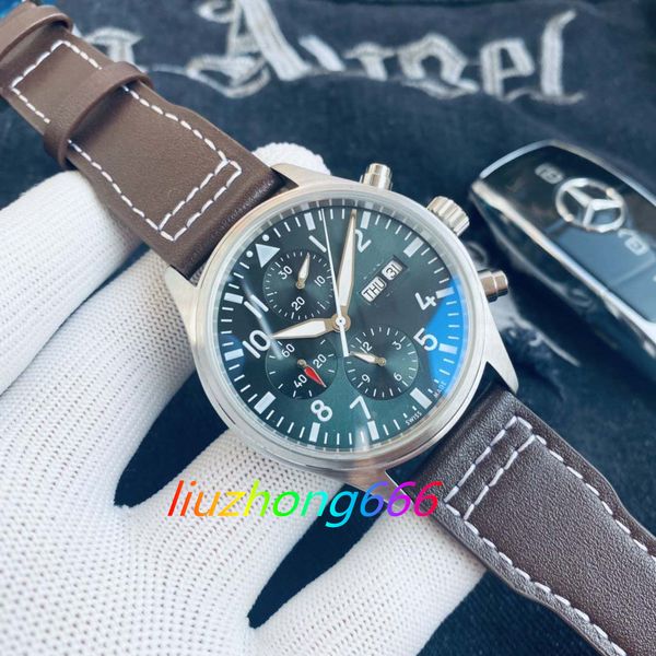 

u1 grade aaa luxury designer watch new men quartz big classic pilot watches 46mm nylon le prince black genuine leather wristwatches montre d, Slivery;brown