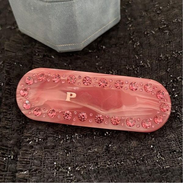 

brand luxury letters designer hair clips barrettes for women girls shining crystal bling diamond love sweet pink acrylic hair clip pins jewe, Golden;silver