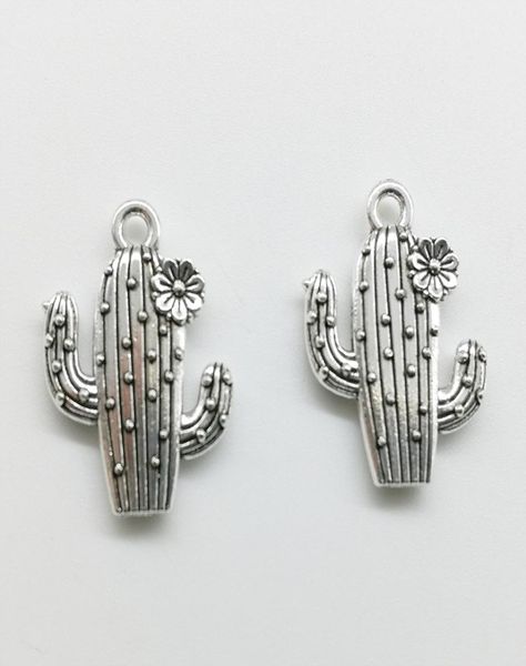 

100pcs flower cactus charms pendants retro jewelry accessories diy antique silver pendant for bracelet earrings keychain 2015mm6827426, Bronze;silver
