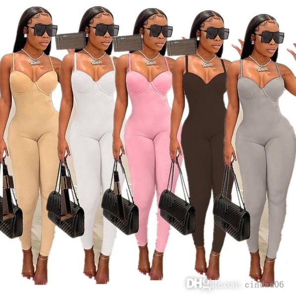 

women jumpsuits designer clothing 2022 slim spring new onesies low chest suspender tight high waist hip lifting casual sports5354069, Black;white