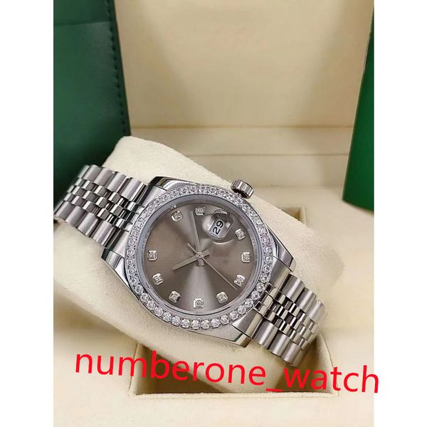

men's watch diamond woman watchs 36mm gray dial jubilee band 2813 automatic steel swimming waterproof wristwatches sapphire crystal, Slivery;brown