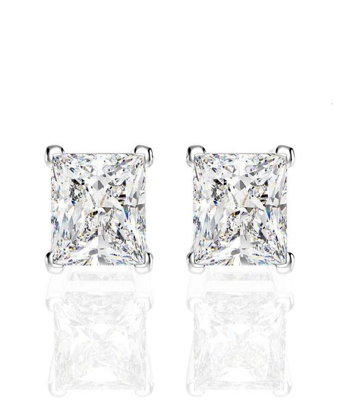 

hbp luxury s925 pure silver high carbon sparkle fire color princess square earrings fashion simple japanese and korean earbone nai6907881, Golden