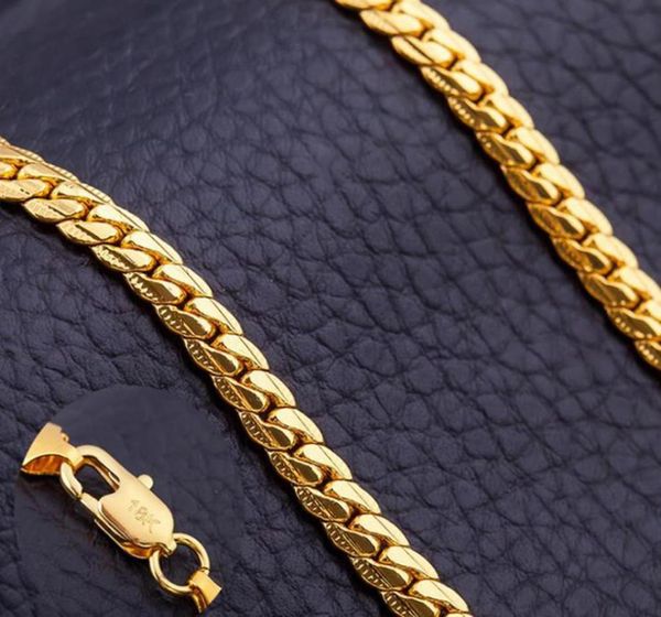 

50cm60cm classic bone necklace chain for men yellow gold color fashion jewelry gift1899311, Silver