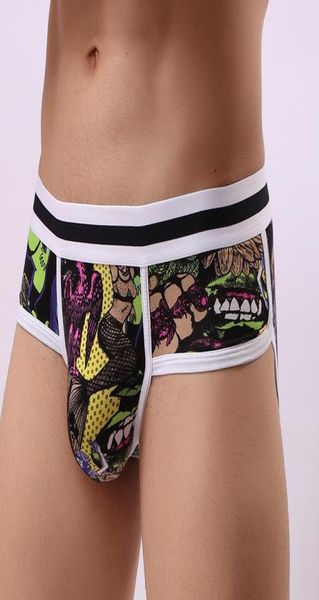 

3pcs lot printed underwear men briefs cotton man jock strap push up cuecas shorts gay male panty underpant low rise grea1215943, Black;white