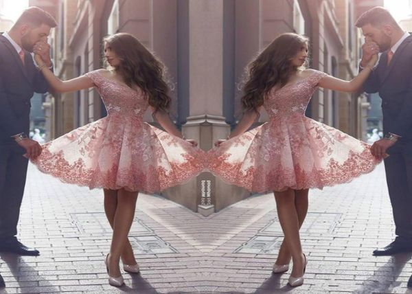 

new dusty pink arabic style homecoming dresses off shoulders lace appliques cap sleeves short prom dresses backless cocktail dress2450811, Blue;pink