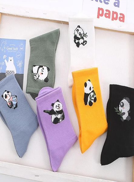 

japanese style spring new candy color cotton long socks women cartoon cute panda casual socks sweet fashion sports9744373, Black;white