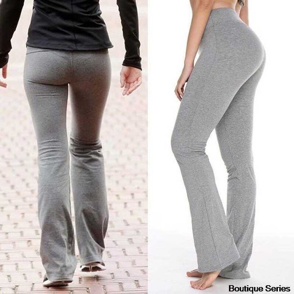 

women's yoga pants running fitness jogging wide leg conspicuous long, Black