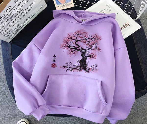 

kawaii totoro studio ghibli kawaii spirited away hoodies women ullzang cute anime graphic sweatshirt fashion 90s hoody female q0902325305, Black