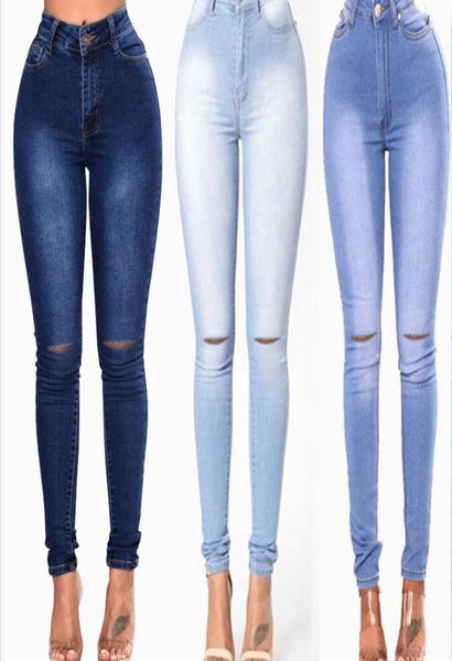 

women jeans ladies pants ripped destroyed stretchy summer loose high waist slim zipper wear resistant trousers bleached lx9389117, Blue