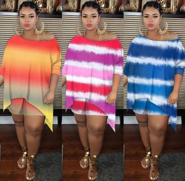 

women tracksuit plus size two piece pants sports outfits tie dye striped print loose irregular skinny shorts sets63857622860389, White