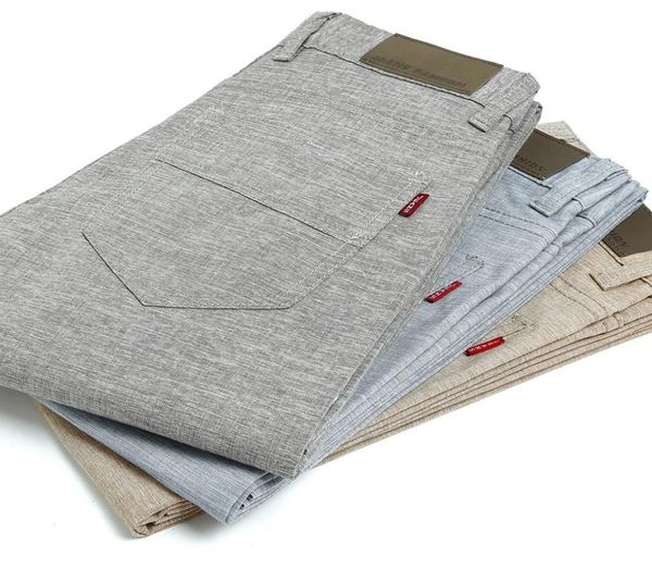 

summer men039s linen cotton pants men casual stretch trousers light weight pant6752961, Black