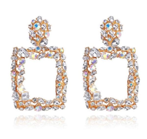

2019 new arrival vintage earrings for women color crystal square dangle drop earrings big earrings statement bohemian jewelry8483974, Silver