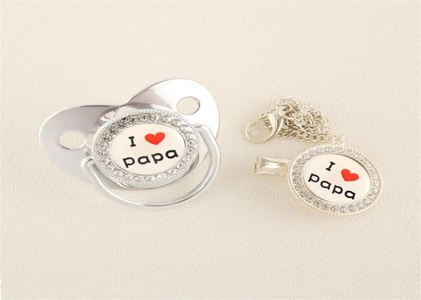 

pacifiers i love papa bling silver baby pacifier with clip infant soother bpa silicone dummy nipples for shower gift chupeta263c5041520