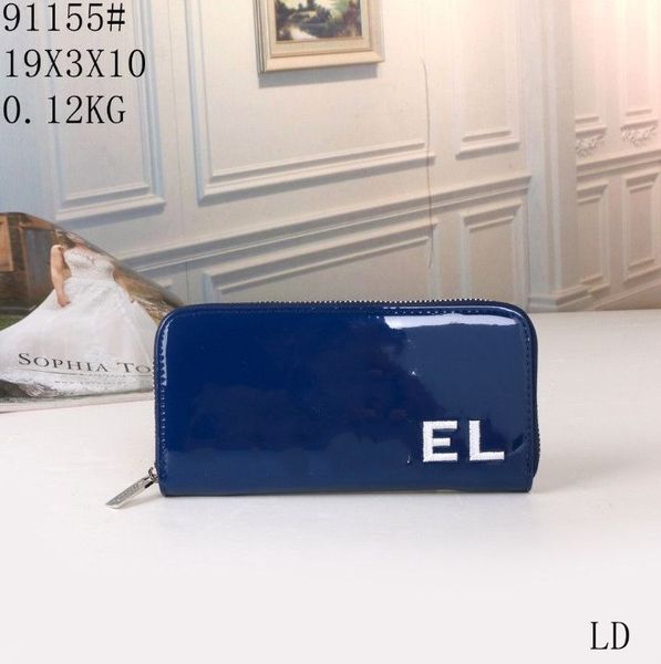 

2023 designer bag patent leather fashion shinny leather card holder coin purse classic long zipper pocket tote bag famous brand, Red;black